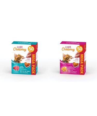 Catit Creamy Tuna | Chicken & Shrimp Lickable Cat Treat - 100 Tubes Mega Pack Cat Treat + Cat Treat Shrimp