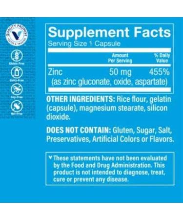 Zinc 50mg Capsules - Immune & Eye Health Support Antioxidant Supplement - 100 Count Gluten Dairy Free - The Vitamin Shoppe - Buy Online on GoSupps.com