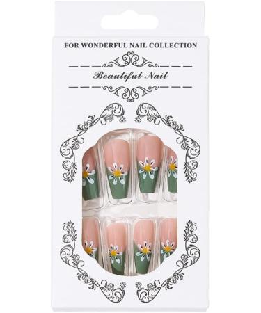 Coffin False Nails Long Fake Nails French Flowers Press on Nails Ballerina Acrylic Stick on Nails 24pcs for Women and Girls (Color : PINK Size : C) - Buy Online on GoSupps.com