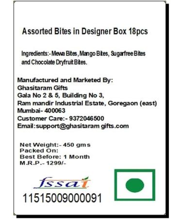 Ghasitaram Gifts Jaiccha Assorted Bites in Designer Box 18pcs |Gift for Diwali Gifts Bhaidooj Gifts| 18 pcs - Buy Online on GoSupps.com