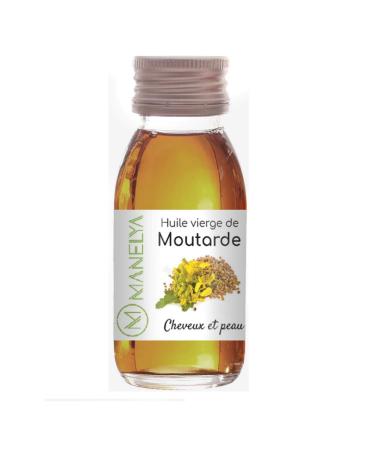 Manelya Organic Mustard Oil 60ml - 100% pure and natural - Hair care promotes growth - Glass bottle