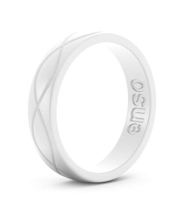 Enso Rings Womens Infinity Silicone Wedding Ring  Hypoallergenic Wedding Band for Ladies  Comfortable Band for Active Lifestyle  4.5mm Wide, 1.5mm Thick (White, 8)