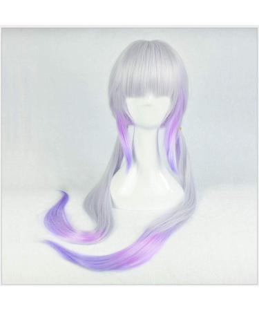 BGHJUE WIG Halloween Long Purple Hair Medium Color Synthetic Hair Wigs for Women Long Straight Front Wig with Natural Hairline Middle Part