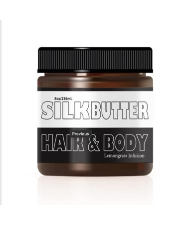 Silk Butter for Hair and Body-Lemon Grass Black Seed Oil Blend - Hydrating repair cream- for dry damaged skin and hair- with Jojoba oil Shea Butter - Paraben Free No Synthetic Fragrances - 8 oz