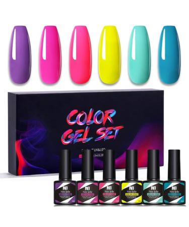 Nail Polish Gel 6Pcs/Set x8.5ml Soak Off Gel UV LED Semi Permanent Varnish for Nail Art 100Colors for Base Top Coat Gifts - (Color: STE25)