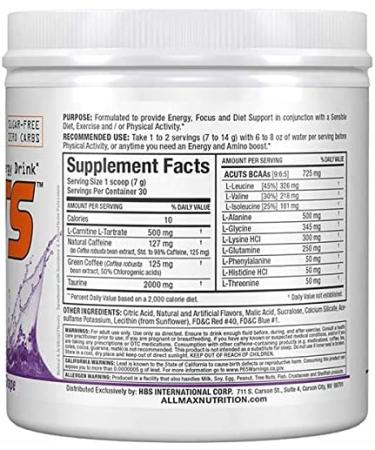 ALLMAX Nutrition ACUTS Amino Energy Drink - Grape Escape 7.4 oz | Boost Energy & Performance - Buy Online on GoSupps.com