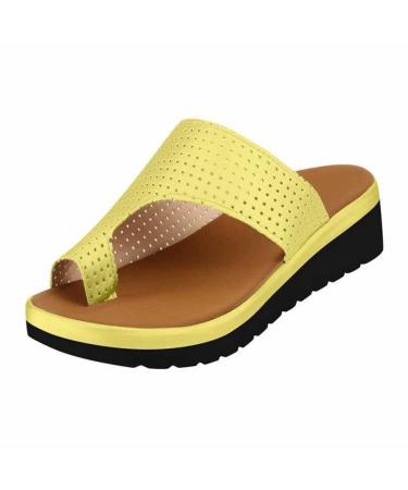 Big Toes Hallux Valgus Correction Sandals Stylish Comfortable Bunion Corrector for Womens Sandals for Pain Relief Hallux Valgus Bunion Symptoms 5.5 Yellow