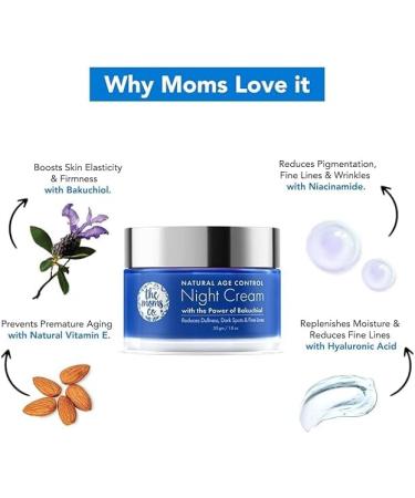 The Moms Co Natural Age Control Night Cream with Natural Bakuchiol (Natural Retinol) | Face Cream for Women & Men | Reduce Fine Lines & Wrinkles | Anti Ageing Cream 50g  - Buy Online on GoSupps.com