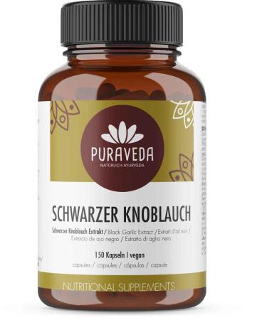 Black garlic extract high dose 150 capsules - 10: 1 ratio - odorless - 3% polyphenols - Allium sativum L. - vegan - filled and checked in Germany - Puraveda