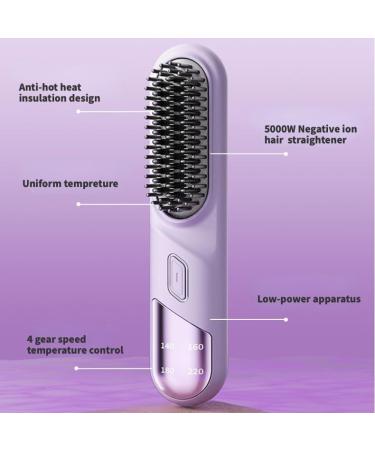 Cordless Hair Straightener Brush - Negative Ion Hot Comb for Travel USB Fast Charger Anti-Scald Lightweight (Pink) - Shop Now - Buy Online on GoSupps.com
