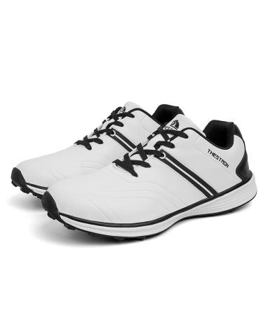 Waterproof Golf Shoes Men Professional Golf Sneakers Spikless Light Weight Walking Footwears Outdoor Male Walking Shoes 12.5 White/Black