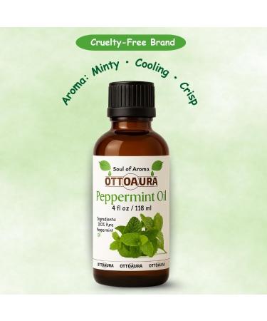 OTTO AURA Peppermint Piperita Essential Oil 4 Fl Oz 100% Natural Oil for Diffuser Aromatherapy Massage 118ml - Buy Online on GoSupps.com