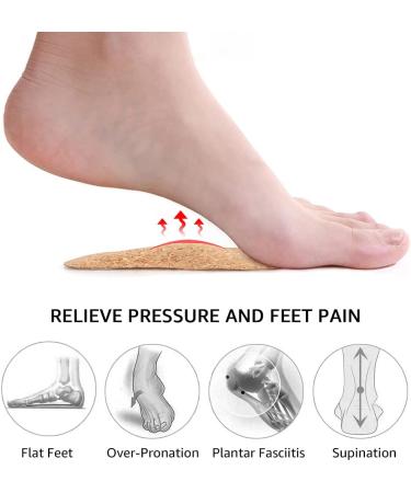 Dr. Foot Gel Arch Support Insoles for Flat Feet & Plantar Fasciitis - 3 Pairs (Cork) - Buy Online on GoSupps.com