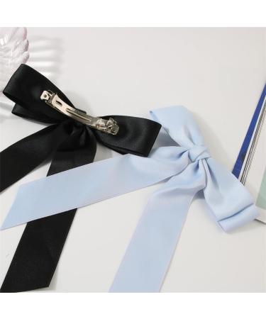 xbiez Long Ribbon Bowknot Hair Clip Ins Style Hairpin Girl Hair Barrettes Side Hair Bows Female Ponytail Holder Hair Accessory Black - Buy Online on GoSupps.com