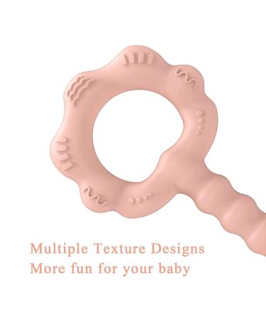 Silicone Baby Teether Rattle Toy - WHOZU Teething Shaker for Infants 3+ Months - Soft & Flexible - Pink - Buy Online on GoSupps.com