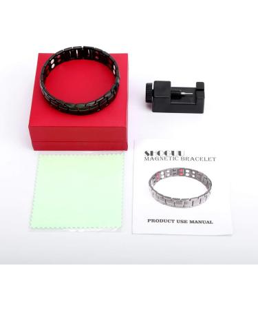 Mens Magnetic Bracelet Titanium Steel Elegant Wide Sleek Wistband for Relief Pain with Adjusting Tool and Gift Box - Buy Online on GoSupps.com