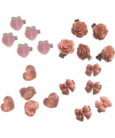 vreplrse 5 Pieces Pink Hair Clips Flower Women Girls Sweet Hairpins Styling Accessories Head Decoration Pin for DIY Crafts Heart - Buy Online on GoSupps.com