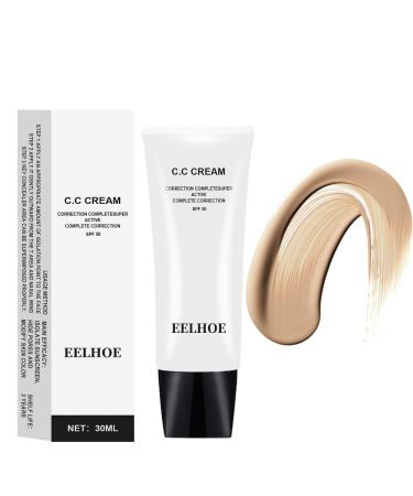 Skin Tone Adjusting CC Cream SPF 50 Foundation Face Sunscreen and Pre-makeup Primer Moisturizing Skin Concealer Brightening Skin Color Correcting Self Adjusting for Mature Skin (Ivory)