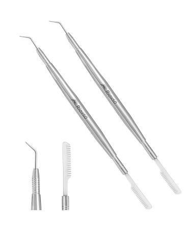 Rioxso 2 Pieces Lash Lift Tool  for Lash Eyelash Lift Lash Perm Lift and Tint Tool Professional Eyelash Separator Japanese Stainless Steel with Eye lash Separation Comb Silver
