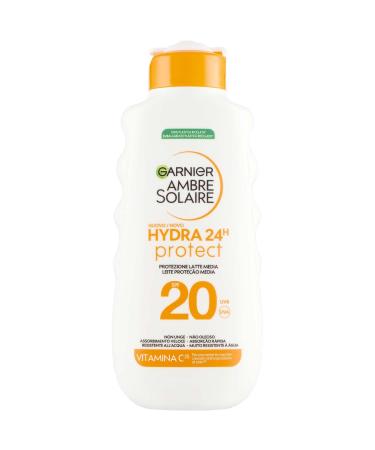 Garnier Garnier Ambre Solaire Hydra 24H Protect Milk SPF20 175ml - Non Greasy - Water Resistant - Vitamin E - Cruelty-Free International Approved