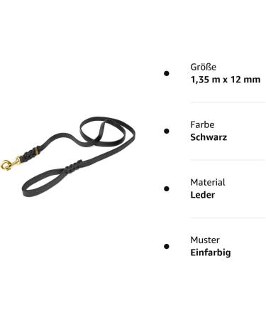 CopcoPet Fat Leather Dog Leash with Brass Snap Hook - Black 1.35m x 12mm | Durable International Shipping - Buy Online on GoSupps.com