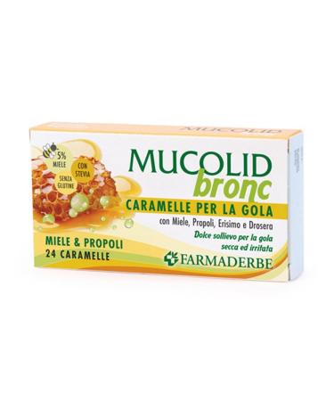 Farmaderbe Mucolid Bronc Honey and Propolis Flavored Throat Candy, 24 Sweets
