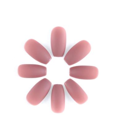 Handcess Coffin Matte Pink Ballerina Press-On Nails | Pure Color Complete Coverage Fake Nail Tips for Women & Girls - Shop Internationally - Buy Online on GoSupps.com