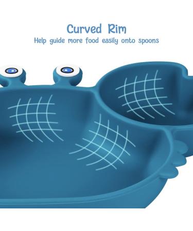 Vicloon Baby Suction Plate - Silicone Toddler Plate for Self Feeding Training - Non Slip Divided Plate for Highchairs - Dark Blue - Buy Online on GoSupps.com