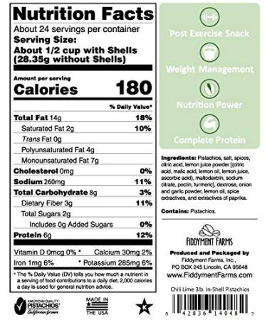 Fiddyment Farms 3lb Chili Lime In-shell Pistachios - Spicy and Tangy Snack, 3 Pound Pack - Buy Online on GoSupps.com