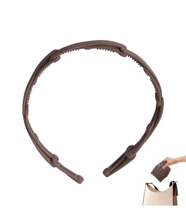 Folded Hair Bands Portable Telescopic Folding Headband Foldable Travel Headband Multipurpose Hair Hoop Hair Clips Hair Accessories for Business Trips Daily Outing Light Coffee