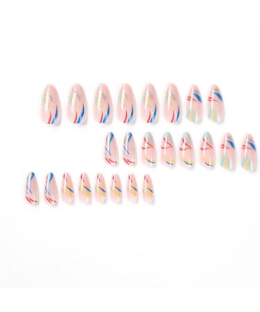 JUSTOTRY 24 Pcs Flame Rainbow Oval False Nails - Short Multi Colour French Press on Nails with Nail Glue - Almond Stick on Nails for Women - Iridescent Fake Nails for Nail Art - Buy Online on GoSupps.com