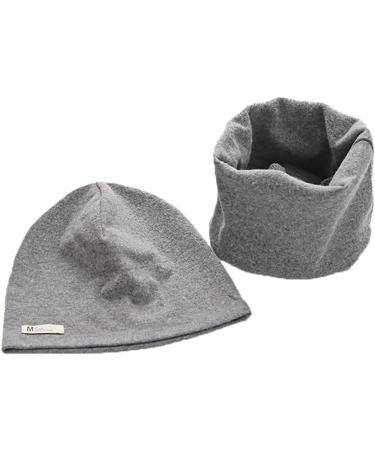 VUCDXOP Baby Children's Cotton Hat Scarf Set - Grey M (7 Months-2 Years) | Beanie Hats + Tube Scarf Set | Autumn Winter Soft Cotton Neckerchief Warmer - Buy Online on GoSupps.com