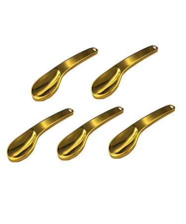 Minkissy metal scrap 5 piece lotion women eye fatigue moisturizer mini facial beauty shovel for sampling extract metal zinc care stir make-up alloy cosmetics relief 6.4x2cm gold color