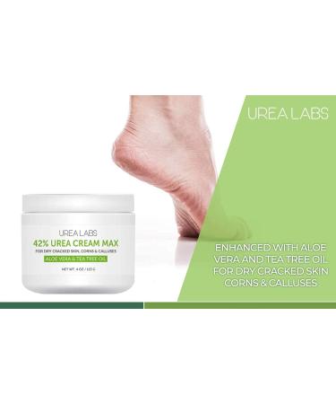UREA LABS 42% Urea Cream MAX with Aloe Vera & Tea Tree Oil | 4 Oz - Ultimate Foot Cream for Corn & Callus Removal | Moisturizes Rough, Cracked, Dead & Dry Skin on Feet, Elbows, Hands - Buy Online on GoSupps.com