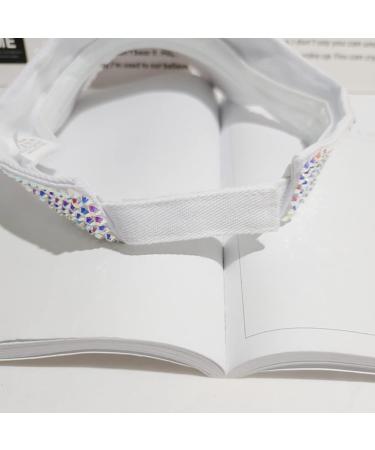 Gudessly Shiny Rhinestones Sport Sun Visor Cap - Adjustable Summer Visor for Women Men - White - Buy Online on GoSupps.com