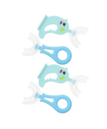 Lalafina 4 pieces of manual toothbrush for children 360 degrees toothbrush for children children's toothbrush in U-shape baby U-shaped toothbrush massage toothpaste travel silicone in nipple quality