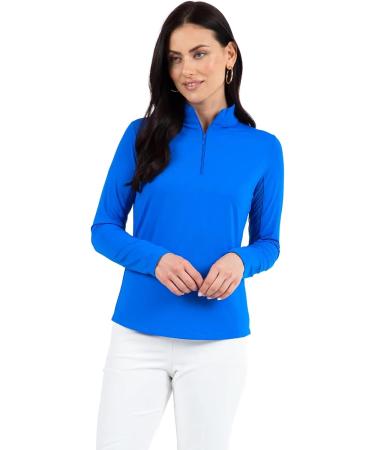 IBKUL Sun Protective UPF 50+ Icefil Cooling Long Sleeve Mock Neck Top - Turquoise Solid XXL - Buy Online on GoSupps.com
