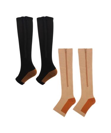 Sports Pressure Stockings Exercise Compression Stockings Improve Circulation Breathable 2 Pairs for Fitness (Jiawungbqda5h1o-11)