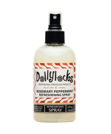 Dollylocks Professional Organic Dreadlock Refreshening Spray - Plant Based Loc Hair Care Products  Residue-free and Sulfate-free Loc and Scalp Refreshing Spray for Dreadlocks  Rosemary Peppermint  8oz
