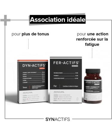 ARAGAN - Synactives - Feractive - Anti-Fatigue Food Supplement - Tone and Vitality - Iron Bisglycinate Copper and Vitamin C - 60 capsules - 2 months taken - Made in France - Buy Online on GoSupps.com