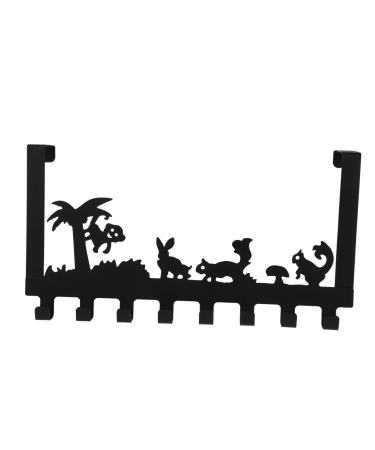 Alipis Over Door Towel Bar Black Towel Holder 5 Hooks Hangers Door Hooks Hook up Wrought Iron Clothes Hook