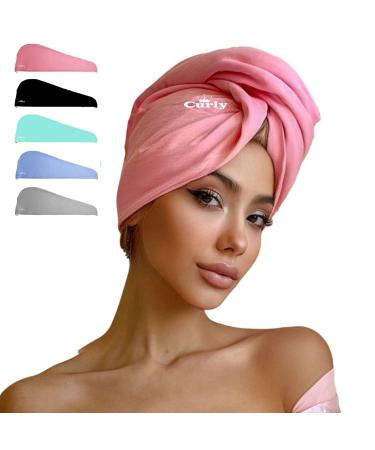 Cotton Hair Towel (Pink) - Curly Queen-100% Cotton T-Shirt Double Layer Material  Extra Large  Frizz Free  Ideal for Every Hair Type