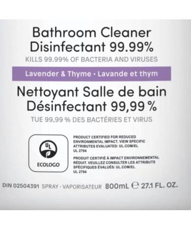 ATTITUDE Bathroom Cleaner Disinfectant 99.99% Eliminates Bacteria Germs and Viruses Vegan Lavender and Thyme 800 mL Lavender & Thyme 800 ml (Pack of 1) - Buy Online on GoSupps.com