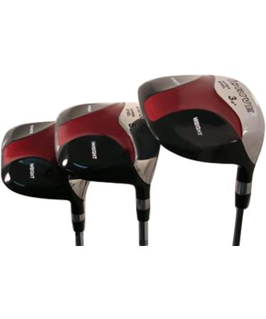 Senior Men's iDrive Red Square Anti-Slice Draw Fairway Wood Set - 3, 5, 7 - Right Handed Senior Flex - Black Pro Velvet Grips - Buy Online on GoSupps.com