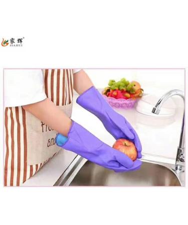 Fleece short cleaning housework gloves Dishwashing with fleece plastic gloves pink - Buy Online on GoSupps.com