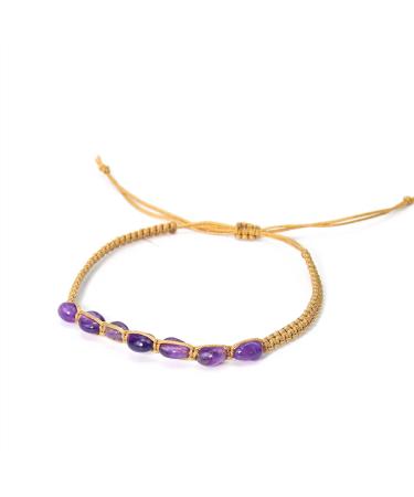Bracelets Natural Amethysts Charm Bracelet Quartz Crystal Stone Irregular Beads Jewelry Adjustable Bangle Bracelets Reiki Gifts