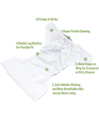 Mumsbest Baby Boy Cloth Diapers 6 Pack - Reusable Washable Nappies with Inserts - Random Color Lucky Bag (Boy) Blue - Buy Online on GoSupps.com