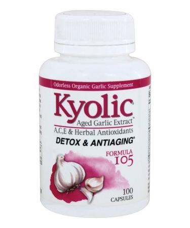 Kyolic Aged Garlic Extract Formula 105 Detox and Anti-Aging 100 Capsules (Packaging May Vary)