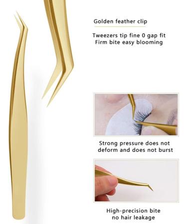 Grafted Eyelash Tweezers High-Precision Flowering Tweezers Multi-Functional False Eyelashes Tweezers Tool Special Tweezers for Eyelashes 4 Styles (Golden Feather Clip) - Buy Online on GoSupps.com