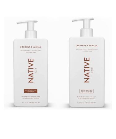 Set of Native Shampoo and Conditioner | Sulfate Free Paraben Free Dye Free with Naturally Derived Clean Ingredients| 16.5 2 1.3 ounces (Coconut&Vanilla)